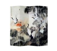 Fine Asianliving Paravent Intérieur L120xH180cm - Séparateur de Pièces Amovible Japonais Oriental Chinois - Cloison Toile Imprimée Déco des Deux Côtés