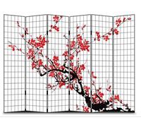 Fine Asianliving Paravent Intérieur L240xH180cm - Séparateur de Pièces Deux Côtés - Cloison de Séparation Amovible Japonais Oriental Chinois - Toile Imprimée Déco Diviseur