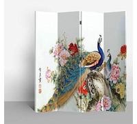 Fine Asianliving Paravent Interieur Séparateur de Pièces L120xH180cm Cloison de Séparation Amovible Japonai Oriental Chinoi Paravent Toile imprimé Deco Paravent des Deux Côtés Toile Diviseur