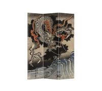Fine Asianliving Paravent Interieur Séparateur de Pièces L120xH180cm Cloison de Séparation Amovible Japonai Oriental Chinoi Paravent Toile imprimé Deco Paravent des Deux Côtés Toile Diviseur