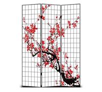 Fine Asianliving Paravent Interieur Séparateur de Pièces L120xH180cm Cloison de Séparation Amovible Japonai Oriental Chinoi Paravent Toile imprimé Deco Paravent des Deux Côtés Toile Diviseur