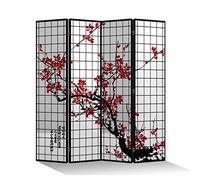 Fine Asianliving Paravent Interieur Séparateur de Pièces L120xH180cm Cloison de Séparation Amovible Japonai Oriental Chinoi Paravent Toile imprimé Deco Paravent des Deux Côtés Toile Diviseur