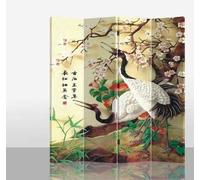 Fine Asianliving Paravent Interieur Séparateur de Pièces L120xH180cm Cloison de Séparation Amovible Japonai Oriental Chinoi Paravent Toile imprimé Deco Paravent des Deux Côtés Toile Diviseur