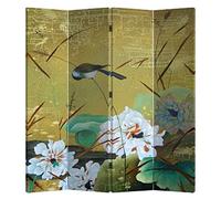 Fine Asianliving Paravent Interieur Séparateur de Pièces L120xH180cm Cloison de Séparation Amovible Japonai Oriental Chinoi Paravent Toile imprimé Deco Paravent des Deux Côtés Toile Diviseur