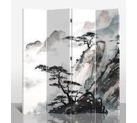 Fine Asianliving Paravent Intérieur Séparateur de Pièces L120xH180cm Cloison Orientale Amovible Japonaise Toile Imprimée Déco