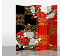 Fine Asianliving Paravent Intérieur Séparateur de Pièces L120xH180cm Cloison Orientale Amovible Japonaise Toile Imprimée Déco