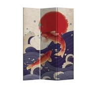 Fine Asianliving Paravent Intérieur Séparateur de Pièces L120xH180cm Cloison Orientale Amovible Japonaise Toile Imprimée Déco