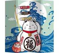 Fine Asianliving Paravent japonais L160xH180cm 4 panneaux Chat heureux