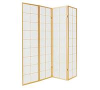 Fine Asianliving Paravent Japonais L180xH180cm 4 Panneaux Shoji Papier de Riz Naturel Séparateur de pièce Oriental Asiatique Cloison de Séparation