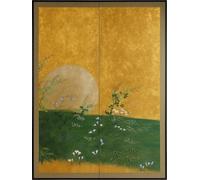 Fine Asianliving Paravent Séparation de pièce Feuille d'or Fait main Moonlight Dawn L100xH139cm