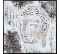 Fine Asianliving Peinture à l'huile 100% Peinte à la main 3D Texture Cadre Noir 100x100cm Bouddha Gauche