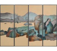 Fine Asianliving Peinture à l'huile 100% Peinte à la main 3D Texture Cadre Noir 50x150cm Paysage