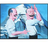 Fine Asianliving Peinture à l'huile 100% Peinte à la main 3D Texture Cadre Noir 90x120cm Yue Min Jun Reproduction Deux hommes qui rient