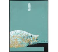 Fine Asianliving Peinture à l'huile 100% Peinture à la main 3D Texture cadre noir 90x120cm poisson vert