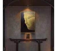 Fine Asianliving Peinture à l'huile 100% Sculpté à la main 3D Texture Cadre Noir 90x100cm Bouddha