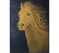 Fine Asianliving Peinture à l'huile 100% Sculpté à la main 3D Texture Cadre Noir 90x120cm Cheval