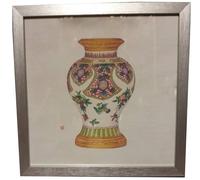 Fine Asianliving Peinture chinoise avec cadre Vase chinois en porcelaine Fruits L35xP3xH35cm Vase décoratif Vase de fleurs Vase oriental en céramique Décoration Vase moderne Décoration de table Vase