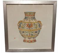 Fine Asianliving Peinture chinoise avec cadre Vase chinois en porcelaine L33xP3xH33cm Vase décoratif Vase de fleurs Vase oriental en céramique Décoration Vase moderne Décoration de table Vase
