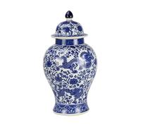 Fine Asianliving Pot à Gingembre Chinois Dragon Bleu et Blanc Diam27xH51cm Chinois Vase avec Couvercle Asiatique Jingdezhen Mandarin Décorative