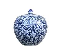 Fine Asianliving Pot à Gingembre Chinois Porcelaine Bleue D27xH30cm Chinois Vase avec Couvercle Asiatique Jingdezhen Mandarin Décorative