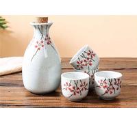 Fine Asianliving Set saké boîte cadeau rouge Sakura fait main - Ohira Set/5