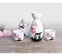 Fine Asianliving Set saké boîte cadeau Temple japonais Sakura fait à la main - Jinja Set/5