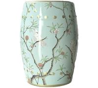 Fine Asianliving Tabouret Céramique Bleu Perroquets Fait Main - Elysia D30xH45cm Tabouret Chinois de Jardin Table d'appoint en céramique Chinois Porcelaine Tabouret Oriental