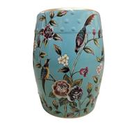 Fine Asianliving Tabouret Céramique Bleu Pivoines Fait Main - Xyla D30xH45cm Tabouret Chinois de Jardin Table d'appoint en céramique Chinois Porcelaine Tabouret Oriental