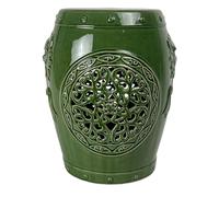 Fine Asianliving Tabouret Céramique D34xH46cm Dragonne Vert forêt Tabouret Chinois de Jardin Table d'appoint en céramique Chinois Porcelaine Tabouret Oriental