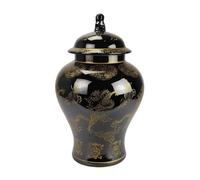 Fine Asianliving Vase chinois avec couvercle Porcelaine noire Dragon peint à la main D29xH46cm Vase décoratif Vase de fleurs Vase oriental en céramique Vase de décoration Vase moderne de décoration de