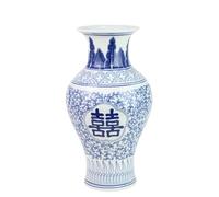 Fine Asianliving Vase Chinois Bleu Blanc Double Bonheur Porcelaine D20xH32cm Chinois Vase avec Couvercle Asiatique Jingdezhen Mandarin Décorative