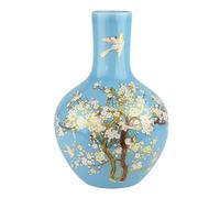 Fine Asianliving Vase chinois Bleu Fleurs Fait main D24xH36cm Vase décoratif Vase de fleurs Vase oriental en céramique Décoration Vase moderne Décoration de table Vase