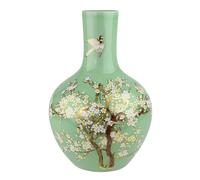 Fine Asianliving Vase chinois Menthe Fleurs Fait main D24xH36cm Vase décoratif Vase de fleurs Céramique orientale Vase Décoration Vase Décoration de table moderne
