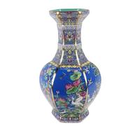 Fine Asianliving Vase Chinois Porcelaine Fleurs Oiseaux Bleu D19xH32cm Chinois Vase avec Couvercle Asiatique Jingdezhen Mandarin Décorative
