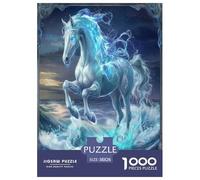 Fine Cheval Puzzles 1000 Pieces Cadeau Unique Animaux Jeu Éduchatif Défi Jouet À De Qualité Supérieure Peinture Art pour Adultes Et Enfants À Partir De 12 Ans 38x26cm/1000pcs
