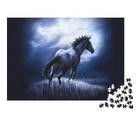 Fine Cheval Puzzles 1000 Pieces Cadeau Unique Prairie de Nuit Noire Jeu Éducatif Challenge Toy À De Qualité Supérieure Peinture Art pour Adultes Enfants 1000pcs (75x50cm)