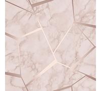 Fine Decor FD42264 Papier peint Motif géométrie fractale effet marbre Doré rose