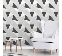 Papier Peint Géométrique APEX Noir / Argent - Fine Decor FD41994 Triangles