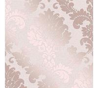 Quartz Damas Papier Peint Doré Rose - Fine Decor FD42204 Paillette Métallique