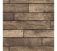 Fine Decor Wooden Plank Wallpaper Or/Marron