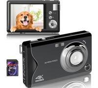 Fine Life Pro Appareil photo numérique 4K HD 1080P 48MP compact Mini avec carte SD 32 Go Caméra FHD écran LCD Zoom 16X pour Noir