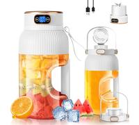 Fine Life Pro Mixeur portable et machine à smoothies, gobelet de 1200 ml, avec couvercle anti-fuite et ouverture pour boire, puissant, sans fil et rechargeable, broie la glace et les fruits congelés