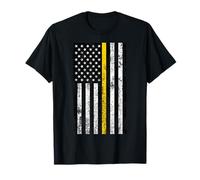 Fine ligne dorée patriotique drapeau américain vieilli noir T-Shirt