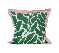 Fine Little Day Housse de coussin Leaves avec aile contrastée 48x48 cm Green-pink