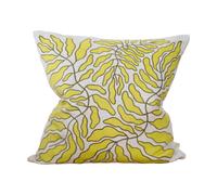 Fine Little Day Housse de coussin Leaves brodée 48x48 cm Lime-nature