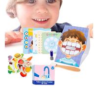 Fine Motor Skill Game - Paper 23,6 x 18,2 x 6,5 cm | Dentist Set Teeth Brushing Educational Toys | Wooden Toys Tooth Defense Exercise Board Game For Kids 3 Years Old And Up