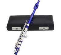 Fine Piccolo Short Flute Paid 16 Sound Holes C Key Cupronikel with Leather Box+Cleaning Clothes+Screwdriver blue