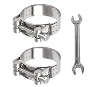 FINEASY 2 Pièces Collier de Serrage Inox avec Clé Fournie, Collier Echappement, Collier de Tuyau D'échappement, Brides D'échappement Turbo, Réglable Collier de Serrage 56-59mm Antirouille et Durable