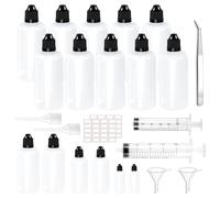 FINEASY 25 Pièces Flacons Compte-Gouttes avec bouchon à vis, Flacons Souples Flacon Vide 100ml, Petite Bouteille Plastique avec Pipette de Transfert Entonnoir Étiquettes