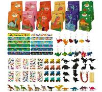 FINEASY 82Pcs Dinosaure Pinata Cadeau Anniversaire, Jouets Assortiment pour Enfants, Sacs Cadeaux Tatouage Bracelets pour Faveurs Fête